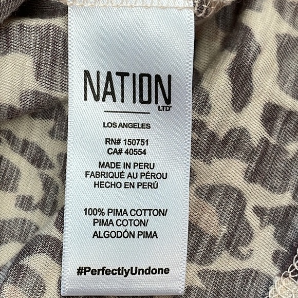 Nation LTD Melanie Smocked Peasant Tee Antique Leopard Animal Print Sz S - Picture 15 of 16